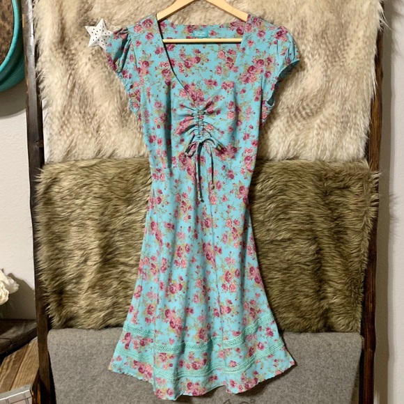 Gabrielle Parker Turquoise Floral Printed Dress - Picture 4 of 5
